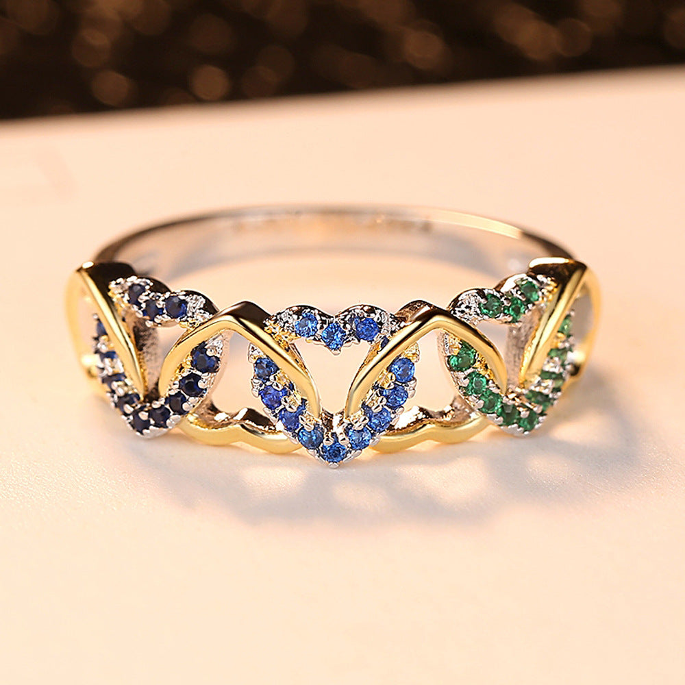 Anillos De Cobre De Pareja De Corazón De Dos Colores al por mayor